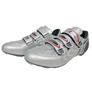 Nashbar Cycling Biking Shoes Silver Black Red - Men's Size 8 Women's 10 (41EU)